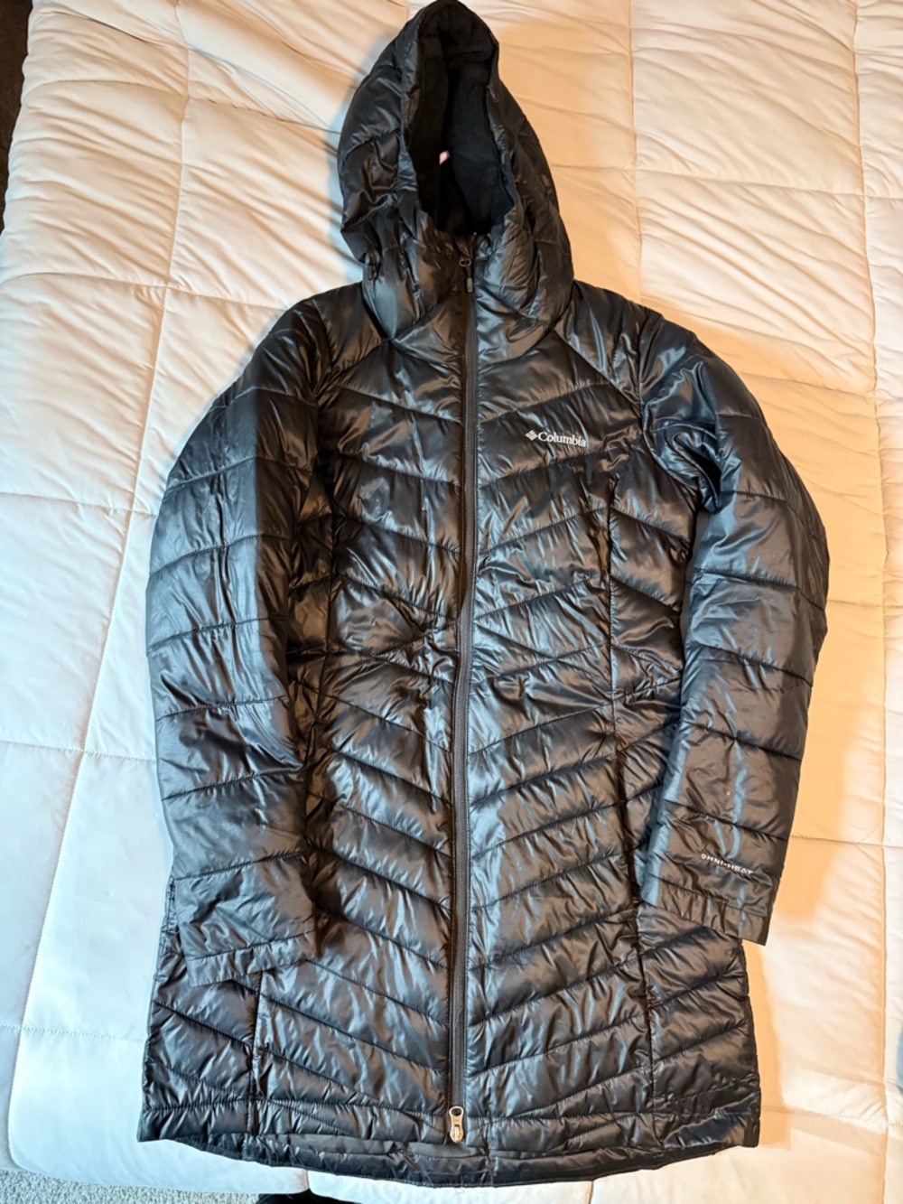 Columbia Women's Black Hooded Packable Long Puffer Coat